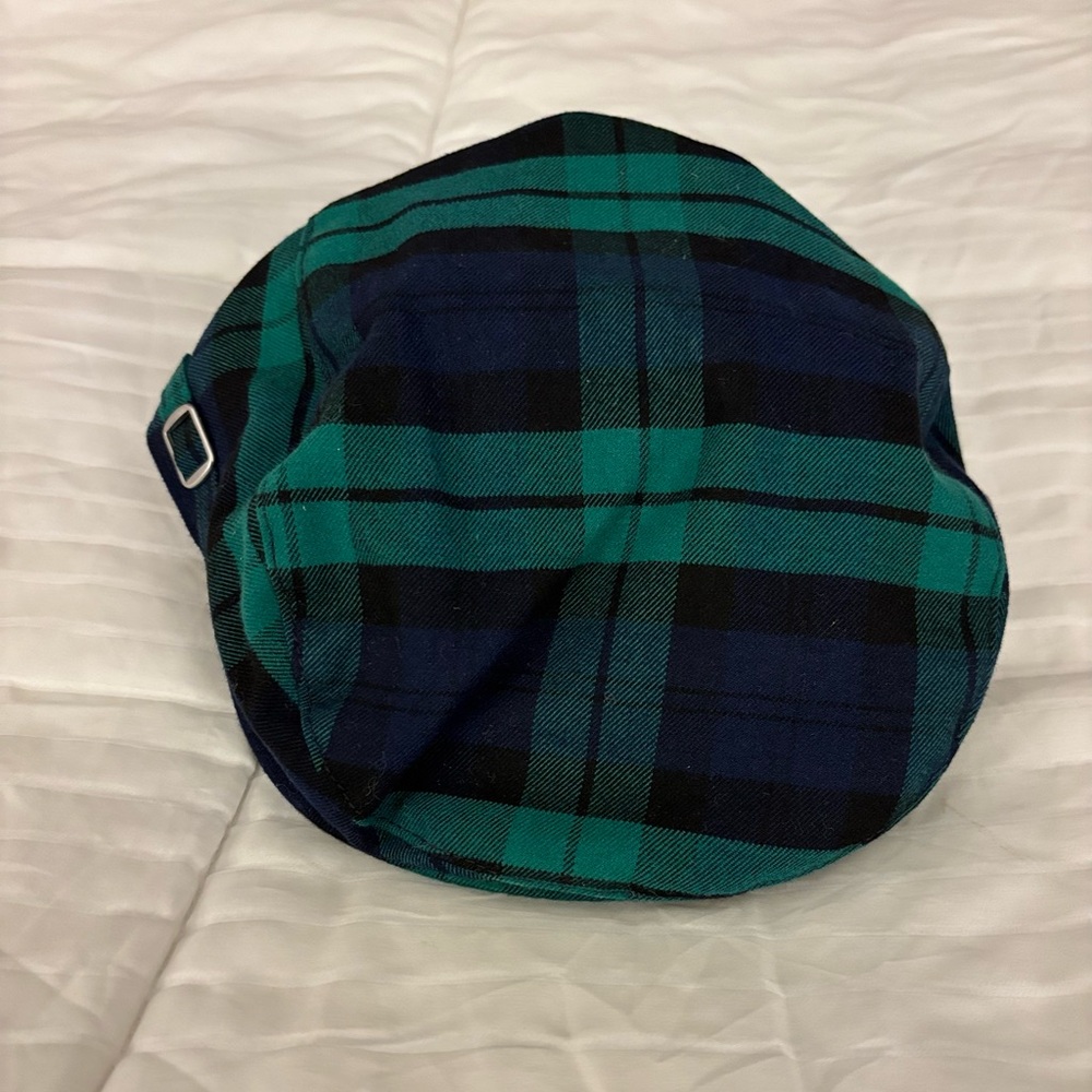 Janie and Jack Toddler Kids Green Plaid Hat Cap Sz 4-5